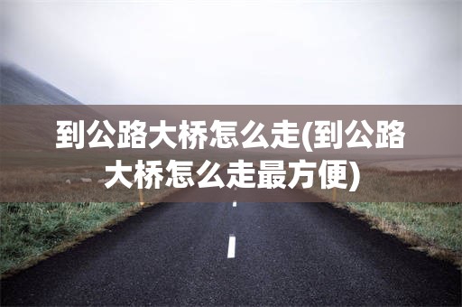 到公路大桥怎么走(到公路大桥怎么走最方便)