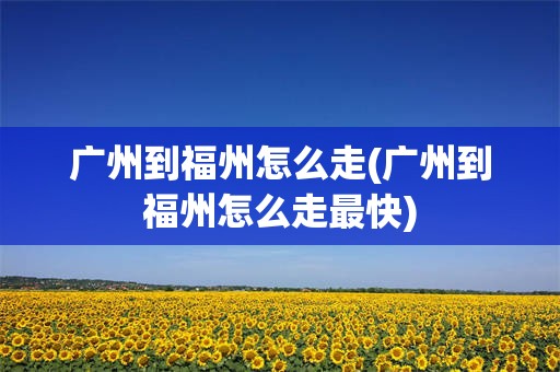 广州到福州怎么走(广州到福州怎么走最快)