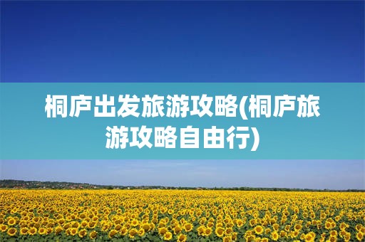 桐庐出发旅游攻略(桐庐旅游攻略自由行)