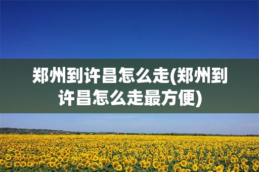 郑州到许昌怎么走(郑州到许昌怎么走最方便)