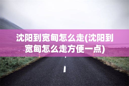 沈阳到宽甸怎么走(沈阳到宽甸怎么走方便一点)