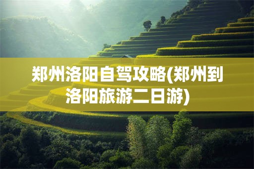 郑州洛阳自驾攻略(郑州到洛阳旅游二日游)