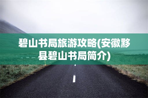 碧山书局旅游攻略(安徽黟县碧山书局简介)