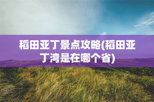 稻田亚丁景点攻略(稻田亚丁湾是在哪个省)