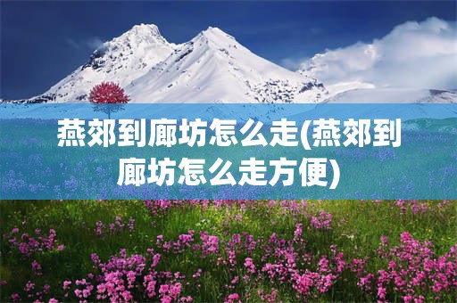 燕郊到廊坊怎么走(燕郊到廊坊怎么走方便)