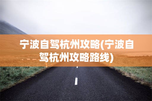 宁波自驾杭州攻略(宁波自驾杭州攻略路线)