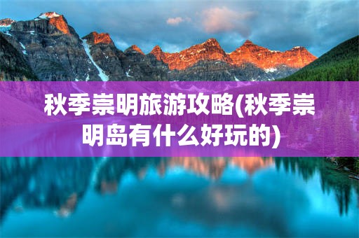 秋季崇明旅游攻略(秋季崇明岛有什么好玩的)