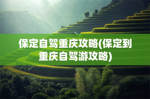 保定自驾重庆攻略(保定到重庆自驾游攻略)