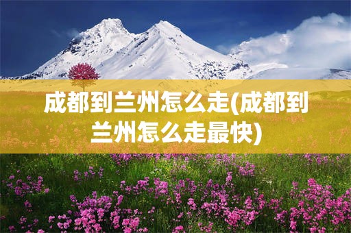 成都到兰州怎么走(成都到兰州怎么走最快)