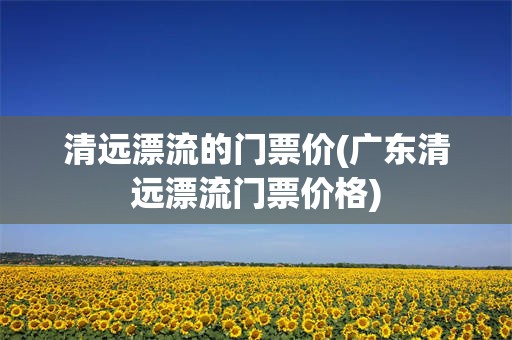 清远漂流的门票价(广东清远漂流门票价格)