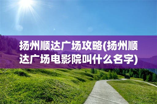 扬州顺达广场攻略(扬州顺达广场电影院叫什么名字)