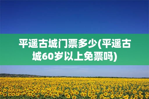 平遥古城门票多少(平遥古城60岁以上免票吗)