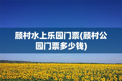 顾村水上乐园门票(顾村公园门票多少钱)