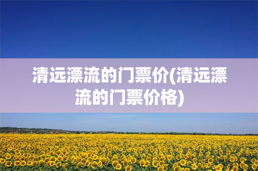 清远漂流的门票价(清远漂流的门票价格)