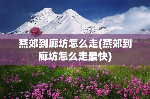 燕郊到廊坊怎么走(燕郊到廊坊怎么走最快)