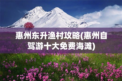 惠州东升渔村攻略(惠州自驾游十大免费海滩)