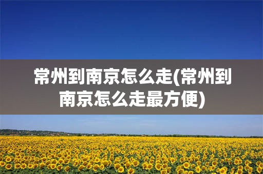 常州到南京怎么走(常州到南京怎么走最方便)