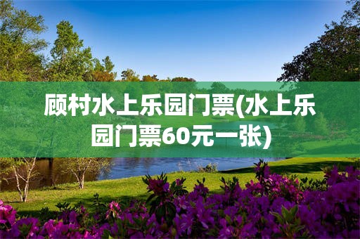 顾村水上乐园门票(水上乐园门票60元一张)