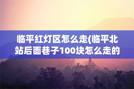 临平红灯区怎么走(临平北站后面巷子100块怎么走的)