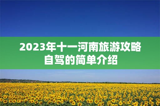 2023年十一河南旅游攻略自驾的简单介绍