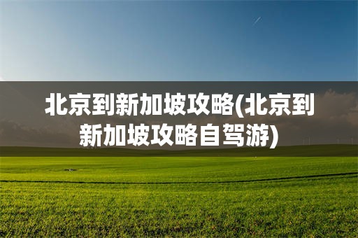 北京到新加坡攻略(北京到新加坡攻略自驾游)