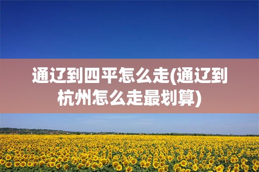 通辽到四平怎么走(通辽到杭州怎么走最划算)