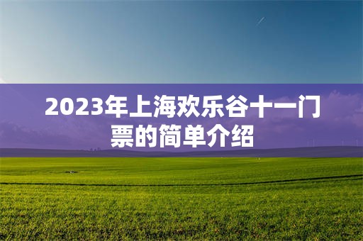 2023年上海欢乐谷十一门票的简单介绍