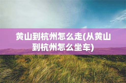 黄山到杭州怎么走(从黄山到杭州怎么坐车)