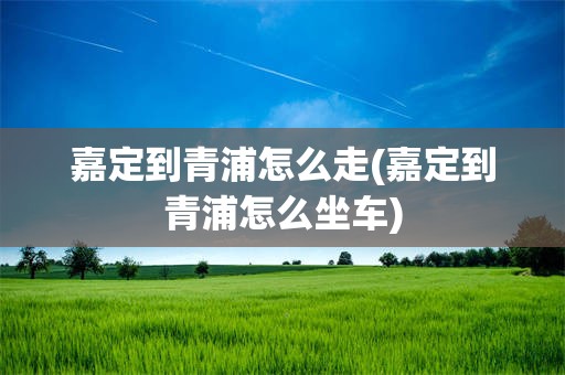 嘉定到青浦怎么走(嘉定到青浦怎么坐车)