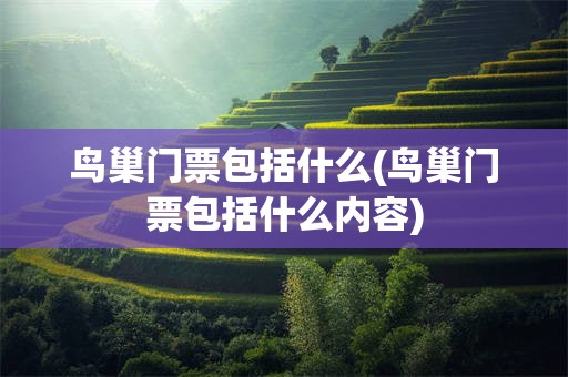 鸟巢门票包括什么(鸟巢门票包括什么内容)