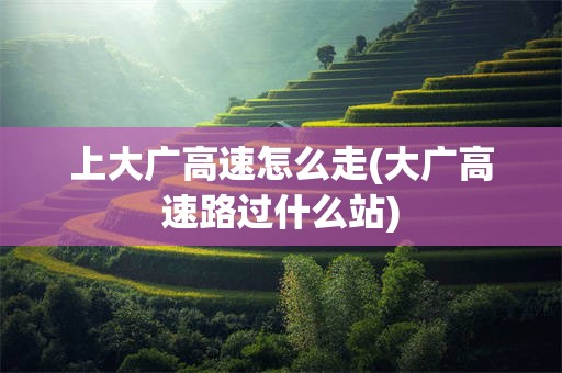 上大广高速怎么走(大广高速路过什么站)