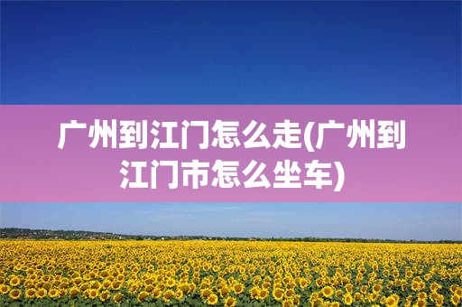 广州到江门怎么走(广州到江门市怎么坐车)