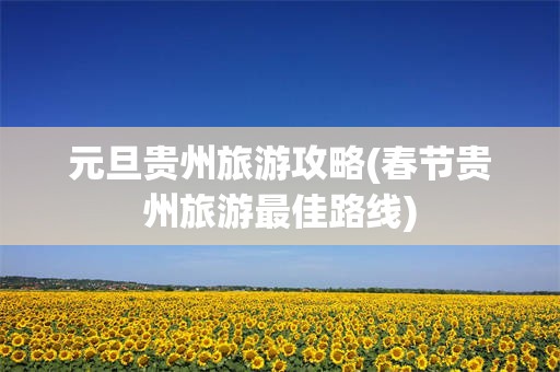 元旦贵州旅游攻略(春节贵州旅游最佳路线)