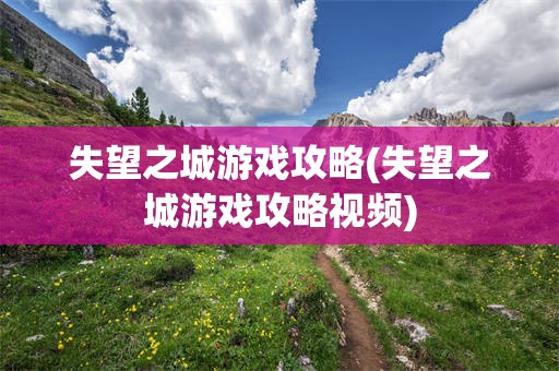 失望之城游戏攻略(失望之城游戏攻略视频)