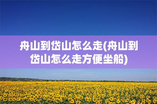 舟山到岱山怎么走(舟山到岱山怎么走方便坐船)