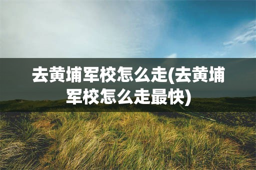 去黄埔军校怎么走(去黄埔军校怎么走最快)