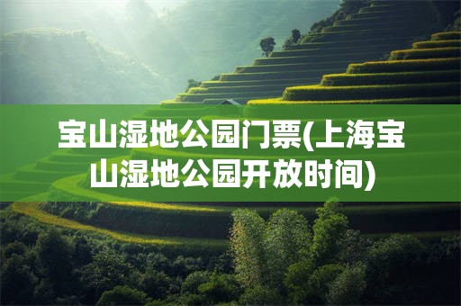 宝山湿地公园门票(上海宝山湿地公园开放时间)