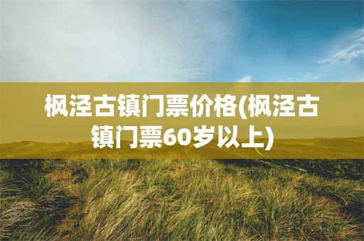 枫泾古镇门票价格(枫泾古镇门票60岁以上)