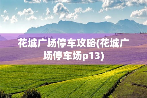 花城广场停车攻略(花城广场停车场p13)