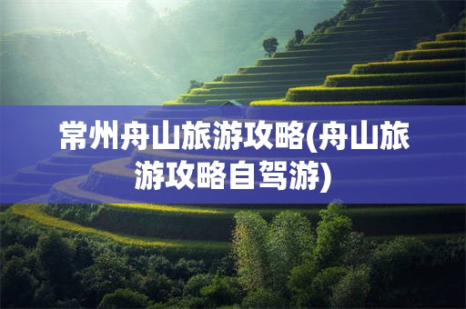 常州舟山旅游攻略(舟山旅游攻略自驾游)