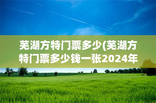 芜湖方特门票多少(芜湖方特门票多少钱一张2024年)