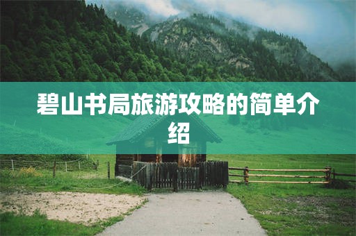 碧山书局旅游攻略的简单介绍