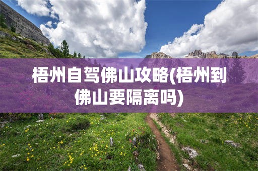 梧州自驾佛山攻略(梧州到佛山要隔离吗)