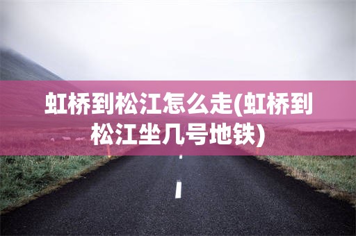 虹桥到松江怎么走(虹桥到松江坐几号地铁)