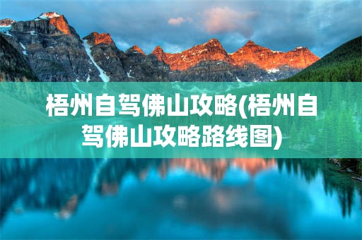 梧州自驾佛山攻略(梧州自驾佛山攻略路线图)