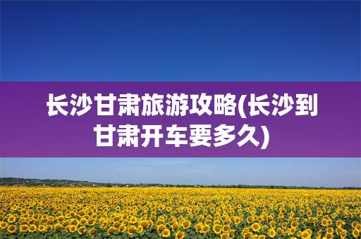 长沙甘肃旅游攻略(长沙到甘肃开车要多久)